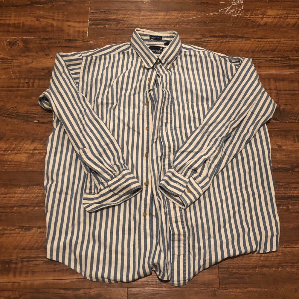 Blue white striped button down